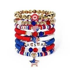 250th Anniversary Bracelet, Patriotic Beaded Wristbands, July 4th 8 items