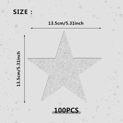 100 PCS Glitter Silver Five Star Cutouts Paper Bulletin Board Craft Decor