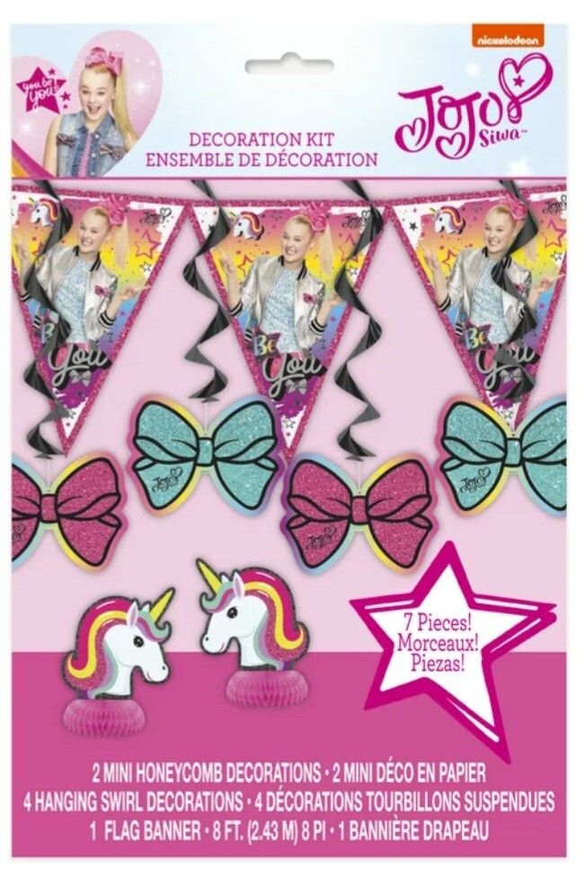 New Nickelodeon JoJo Siwa Unicorn Birthday Party 7 Pc Decorating Kit Decoration