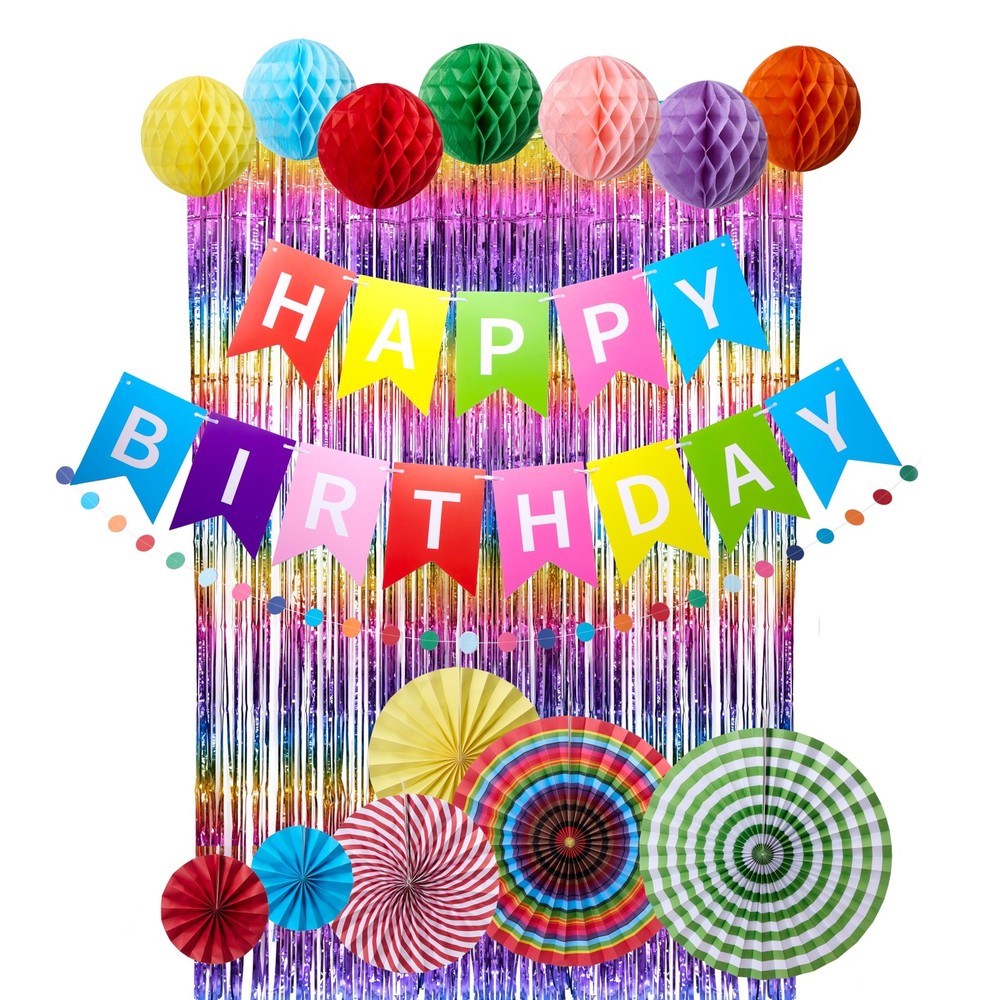 Rainbow Birthday Party Decorations Kit, 16 2 inches x 2 inches, Multicolor