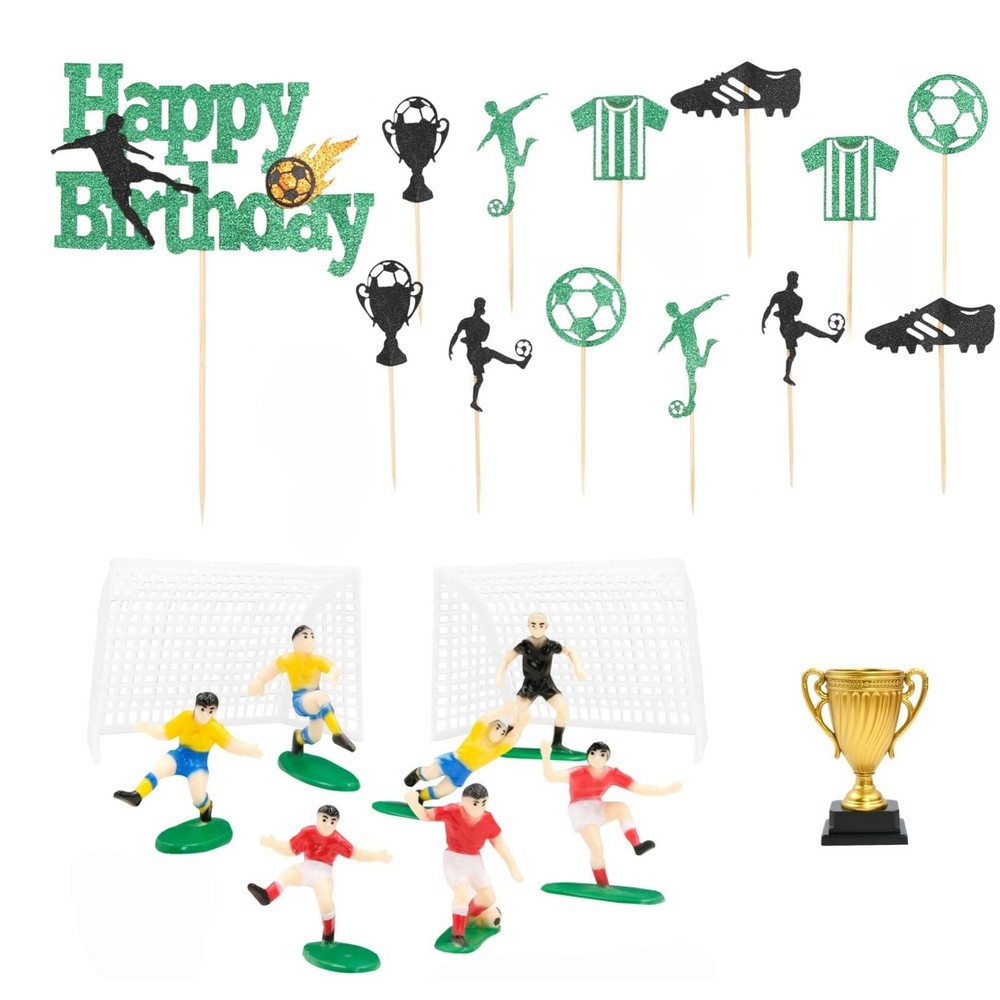 23 Pcs Soccer Cake Topper Decorations, Soccer Player figure and Football Cake…