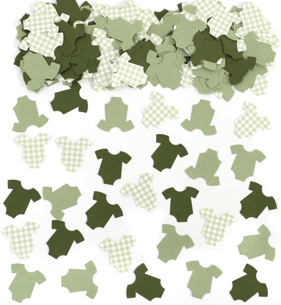 Green Bodysuit Confetti – Green Gingham Baby Shower Confetti,Baby Shower Decorat
