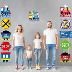 Gersoniel 11 Pcs Train Birthday Hanging 36 inches x 36 inches, Multicolor