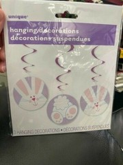 3 x Easter Bunny hanging Swirl Party Decorations New!