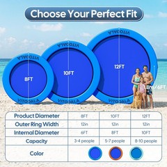 Water Hammock Heavy Duty, Large Pool Float Lake Floats for Adult, Round Infla…