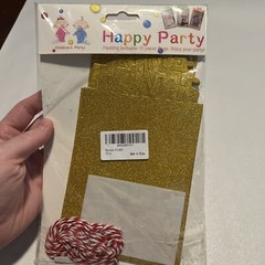 Babies First Birthday 12 Month Banner (1 Picture For Each Month) Gold Banner