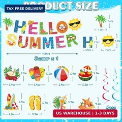 Summer Party Decorations, Beach Pool Theme Party Decor Include Hello Summer Bann