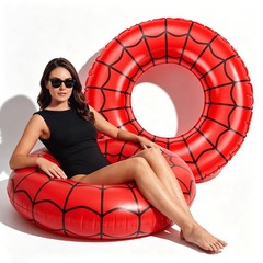 2 Pack Spiderweb Pool Floats 36 Inch Round Swim Rings Inflatable Spider Party…