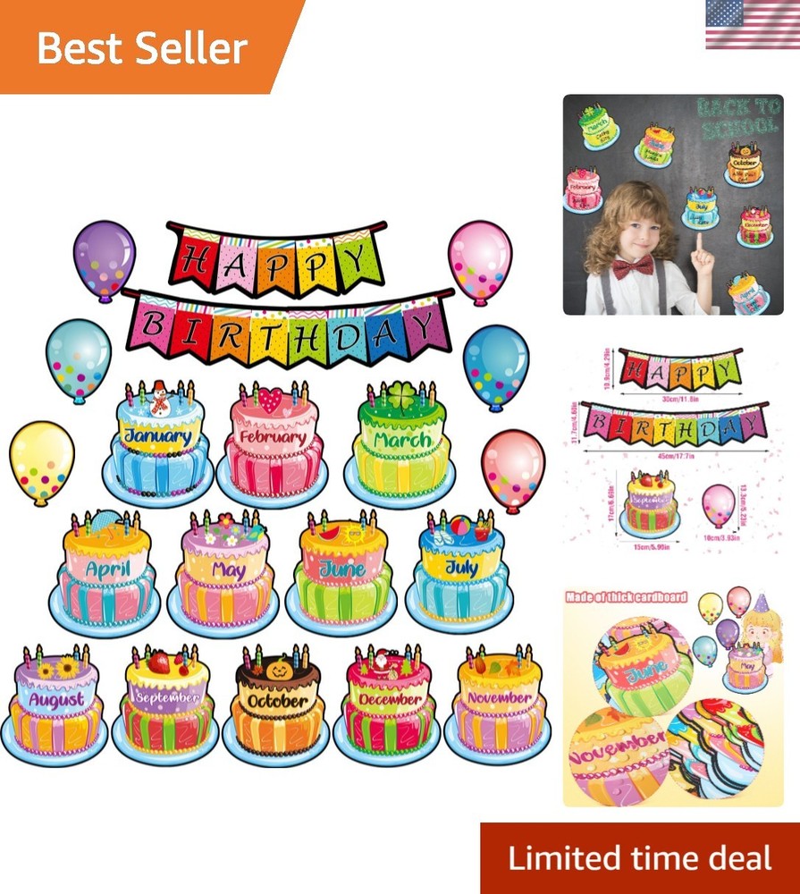 20-Pcs Black Dot Birthday Bulletin Board Set for Stylish Classroom Celebrations