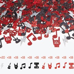 Cheereveal 200PCS Born to Rock Party Confetti – Red Black Music Note, Rock & …