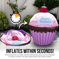 Jumbo Inflatable Happy Birthday Cup Cake Extra Large Birthday Internal Fan
