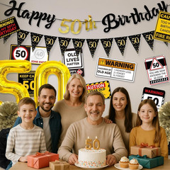 50Th Birthday Party Decorations Set Black and Gold 50 Years Old Party Supplies f