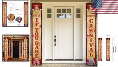 Wrinkle-Free Halloween Banners – Carnival Clown Yard Sign Set, 11.8×70.9in