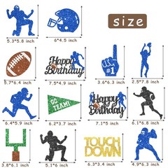 16PCS Glitter Football Party Centerpiece Sticks Birthday Decorations Table Sport