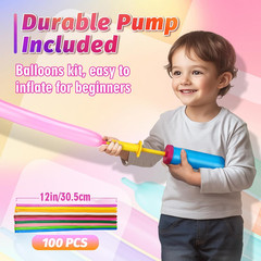 100 Pcs 260Q Balloons Kit with Pump – Kids Premium Latex Twisting Long Balloons