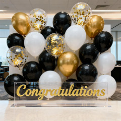 Black White Gold Confetti Balloons Garland Kit, 66Pcs 12 Inch Latex Party Balloo