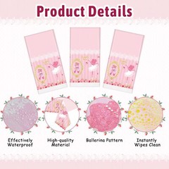 3 Pack Plastic Ballerina Tablecloth Birthday Party Supplies for Rectangle Table