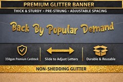 Pre-Strung Back By Popular Demand Gold Glitter Banner – Welcome Home Decorati…