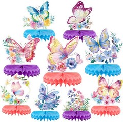 9-Piece Butterfly Table Centerpieces Set Honeycomb Spring Birthday Party Deco…