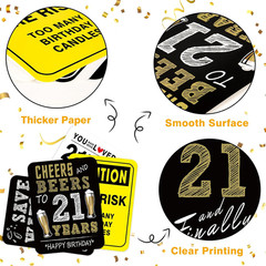 21th Birthday Party Decorations – 9PCS Wall Signs Funny Tags for Adults 21 Years