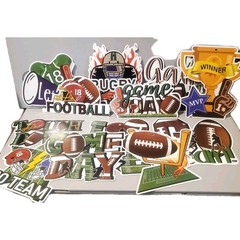 Football Decorations Hanging (24) W/Green Spiral Hangers 2 Of Each Design