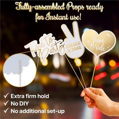 Wedding Photo Booth Props Fully Assembled Gold Signs Funny Reception 60 PCS