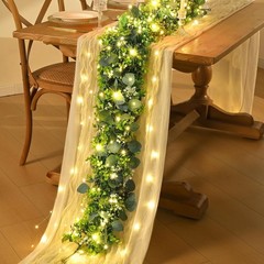 2Pcs Eucalyptus Garland with Lights, Greenery Garland, Green Garland with