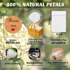 Wavwavw Biodegradable Confetti, Dried Hydrangea Flower Petals with Throw Me S…