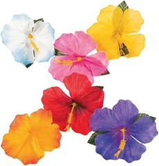Hibiscus Flowers for Tabletop Decoration (24) luau Tiki Bar Hawaiian decorations
