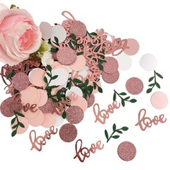 200 Pcs Rose Gold Glitter Wedding Table Confetti, Greenery Eucalyptus, Bridal…