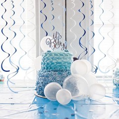 48 PCS Blue Hanging Swirl Party Decorations Ombre Felt Ceiling Streamers