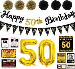 50Th Birthday Party Decorations Set Black and Gold 50 Years Old Party Supplies f