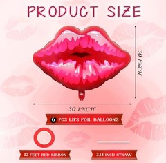 Red Lip Balloons for Valentines Decorations – Large, 30 Inch Pack of 6 | Red