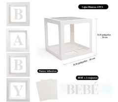 PABUES BABY Balloon Box Set 4pcs White Clear Paper Plastic Baby Shower