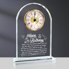 Happy Birthday Crystal Plaque with Clock – Perfect Gift for Loved Ones NEW
