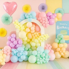 Patimate Pastel Balloons Set, 50 pcs 12 inch Rainbow Multicolor Pink Purple