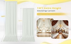 10ft x 15ft Ivory Wrinkle Backdrop Curtains for Parties,Silky Polyester Fabric