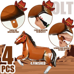 52 Pcs Western Party Horse Balloons Cowboy Decoration Kit Black Brown Rodeo Farm