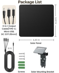 KJK 6W Solar Panel for Ring Camera, Trail Camera Solar Panel Charger with 500…