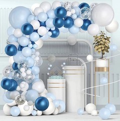 Blue Balloon Kit Blue White Chrome Confetti Luxury Party Decor