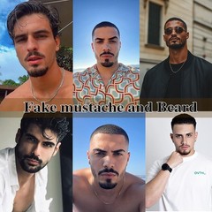 Fake Mustache Realistic Beard,100% Human Hair Full Hand Tied Goatee Facial Ha…