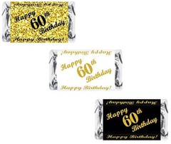 60th Birthday Miniature Candy Label Wrapper (Set of 60) CANDY NOT INCLUDED