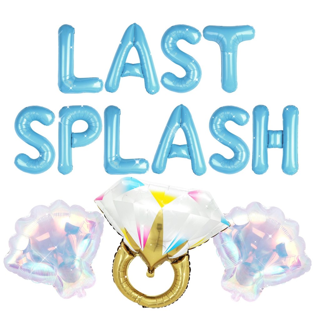 Last Splash Banner Balloons Blue White Coastal Bachelorette Decorations Brida…