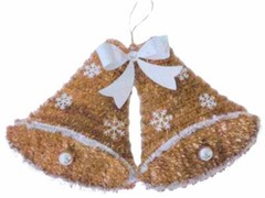 Large Twin Bells Front Door Hanging Tinsel Christmas Wall Decorations Santa Gift