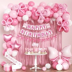 Pink Bow Birthday Decorations for Girls Women, Coquette Birthday Decorations, Fr