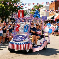 Patriotic Golf Cart Decorations Kit – 250th Independence Day Banner, Flags & Mor