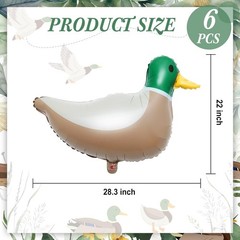 6 Pcs 28.3» Mallard Duck Shaped Foil Balloons for Duck Hunting Birthday One …