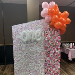 2Pcs One Balloon Set, 40inch Large Nylon Number 1 Balloon and 26inch White