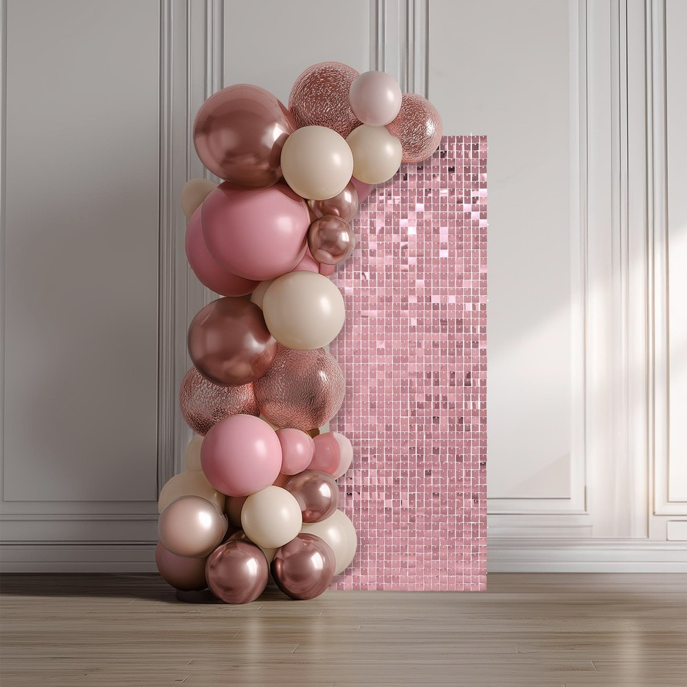 12 Pcs Pink Shimmer Wall Backdrop Panels Square Sequin Party Decoration 3×4 Ft