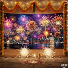 72×44″ XL Happy New Year Banner|Fireworks Happy New Year 2026 Banner – New Years